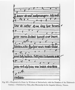 Fragmento de un poema de Wolfram de Eschenbach, publicado por Fetis, ilustración de 